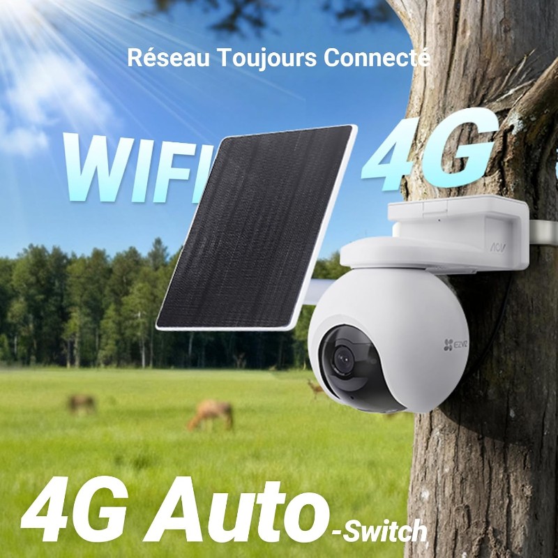 EZVIZ 4G LTE 4K Camera Surveillance exterieure sans Fil EB8 Pro Kit 3